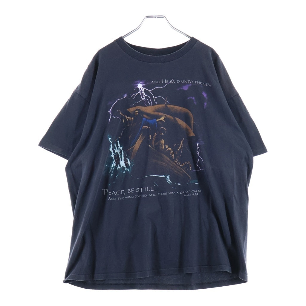 VINTAGE(ヴィンテージ) 90S JESUS PURPLE THUNDER PEACE BE STILL TEE ジーザス パープルサンダー フロントプリント 半袖Tシャツ ブラック