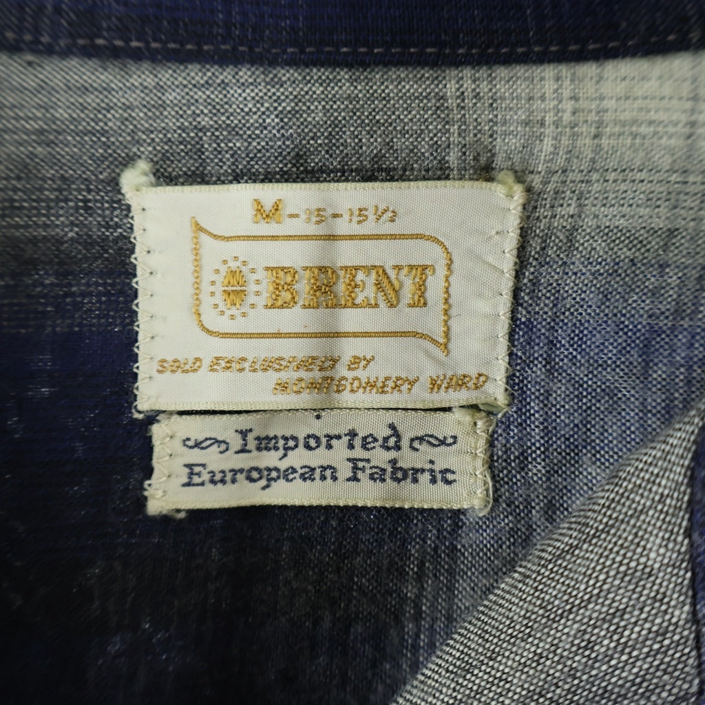VINTAGE(ヴィンテージ) 60S BRENT (ブレント) OMBRE RAYON CHECK L/S SHIRT 金タグ オンブレ レーヨン チェック 長袖シャツ ブルー/グレー