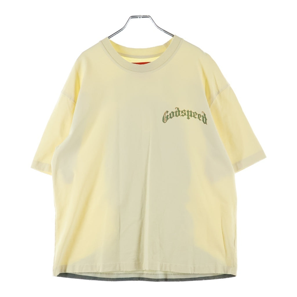 NO BRAND(ノーブランド) GOD SPEED (ゴッドスピード) NEY YORK BALACLAVA SZN T-SHIRT BONE バラクラバ 両面プリント 半袖Tシャツ カットソー イエロー