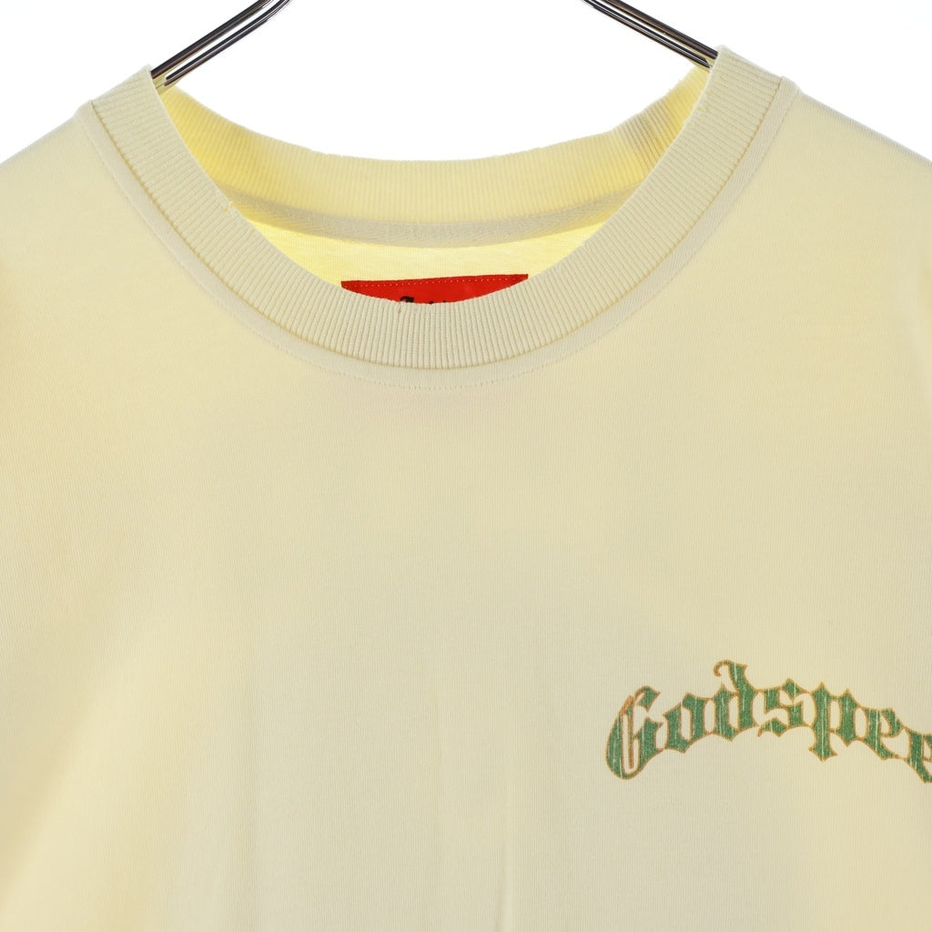 NO BRAND(ノーブランド) GOD SPEED (ゴッドスピード) NEY YORK BALACLAVA SZN T-SHIRT BONE バラクラバ 両面プリント 半袖Tシャツ カットソー イエロー