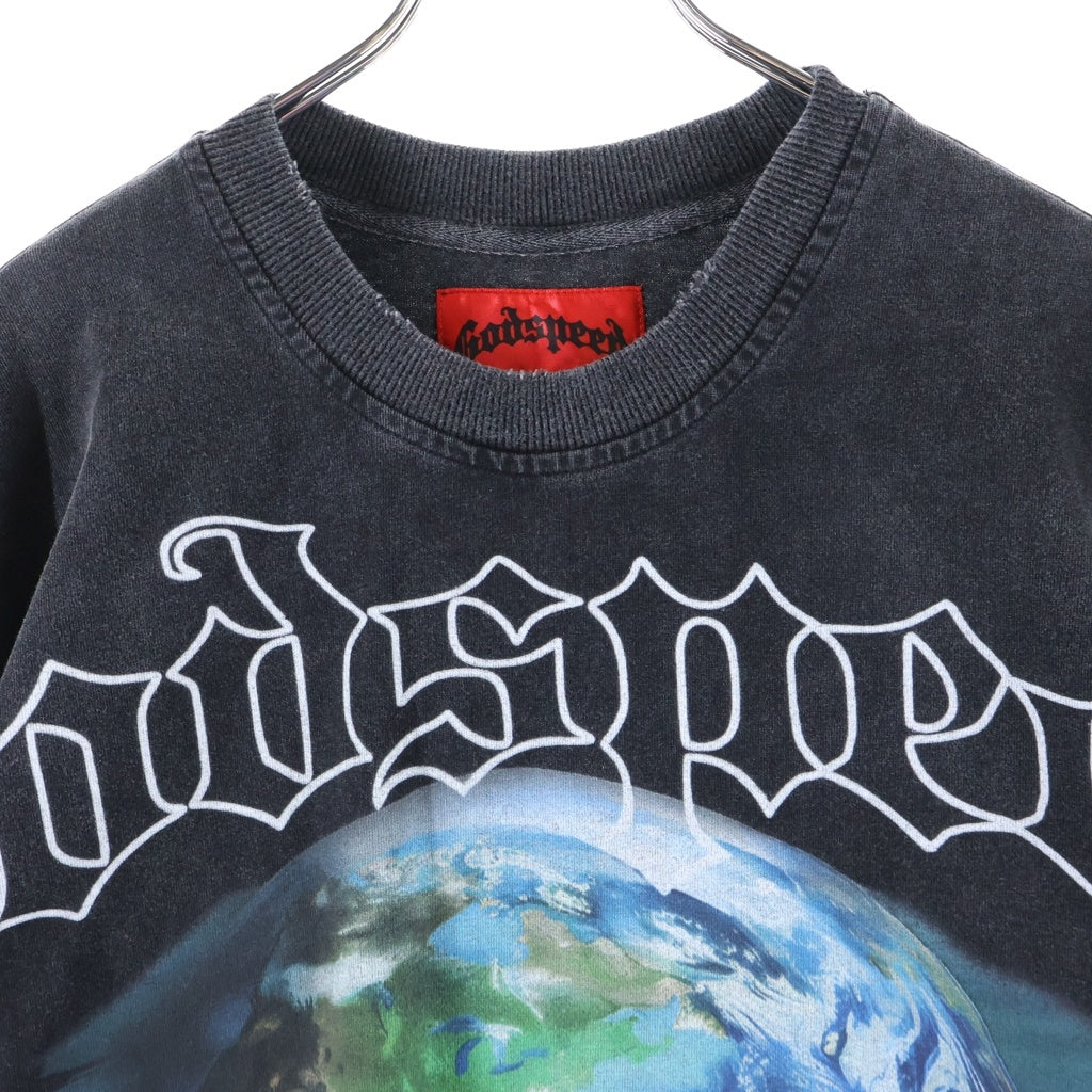 NO BRAND(ノーブランド) GOD SPEED (ゴッドスピード) NEY YORK SKLOBE TEE スカル フロントプリント 半袖Tシャツ カットソー ブラック