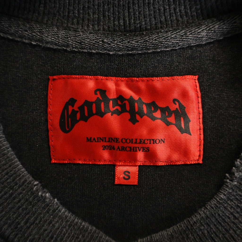 NO BRAND(ノーブランド) GOD SPEED (ゴッドスピード) NEY YORK SKLOBE TEE スカル フロントプリント 半袖Tシャツ カットソー ブラック