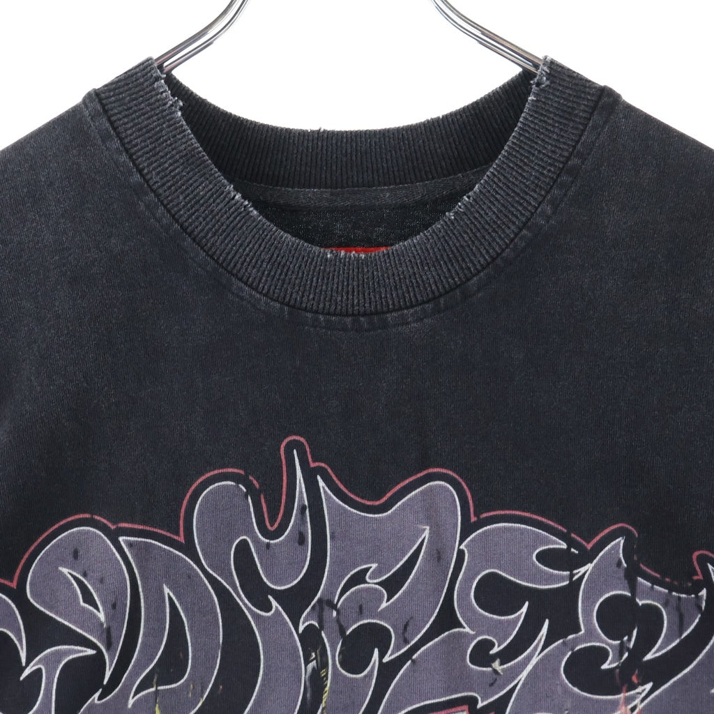 NO BRAND(ノーブランド) GOD SPEED (ゴッドスピード) NEY YORK STONER スカル 両面プリント 半袖Tシャツ カットソー ブラック