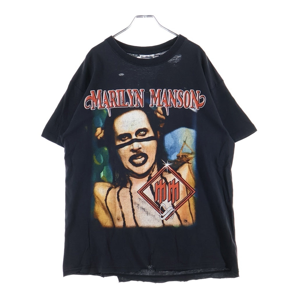 VINTAGE(ヴィンテージ) 90-00S MARILYN MANSON DOUBLE SIDE BOOTLEG マリリン マンソン ブートレグ ダブルサイド 両面プリント 半袖Tシャツ カットソー ブラック
