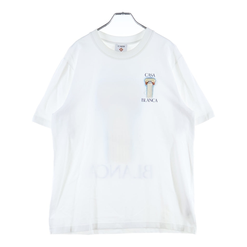 CASABLANCA(カサブランカ) 25SS La Colomne プリント オーガニックコットン 半袖Tシャツ カットソー ホワイト MPS25-JTS-001-05