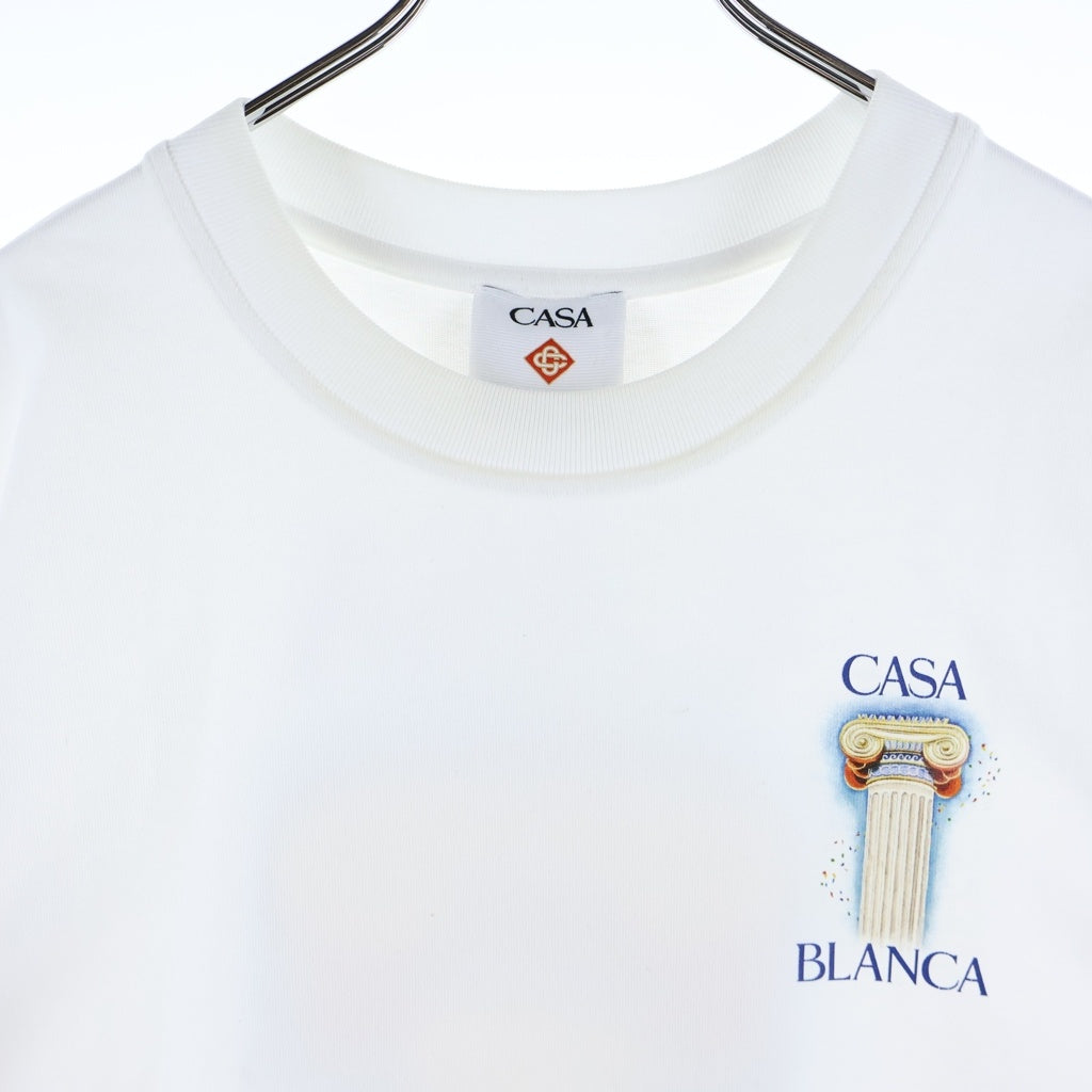 CASABLANCA(カサブランカ) 25SS La Colomne プリント オーガニックコットン 半袖Tシャツ カットソー ホワイト MPS25-JTS-001-05