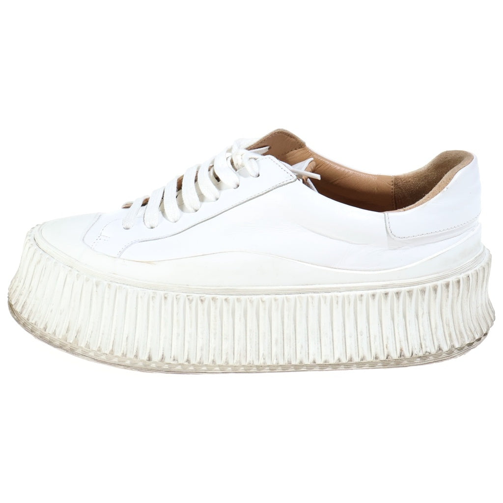 JIL SANDER(ジルサンダー) PLATFORM LEATHER SHOES プラットフォームレザースニーカー 圧底シューズ ホワイト レディース