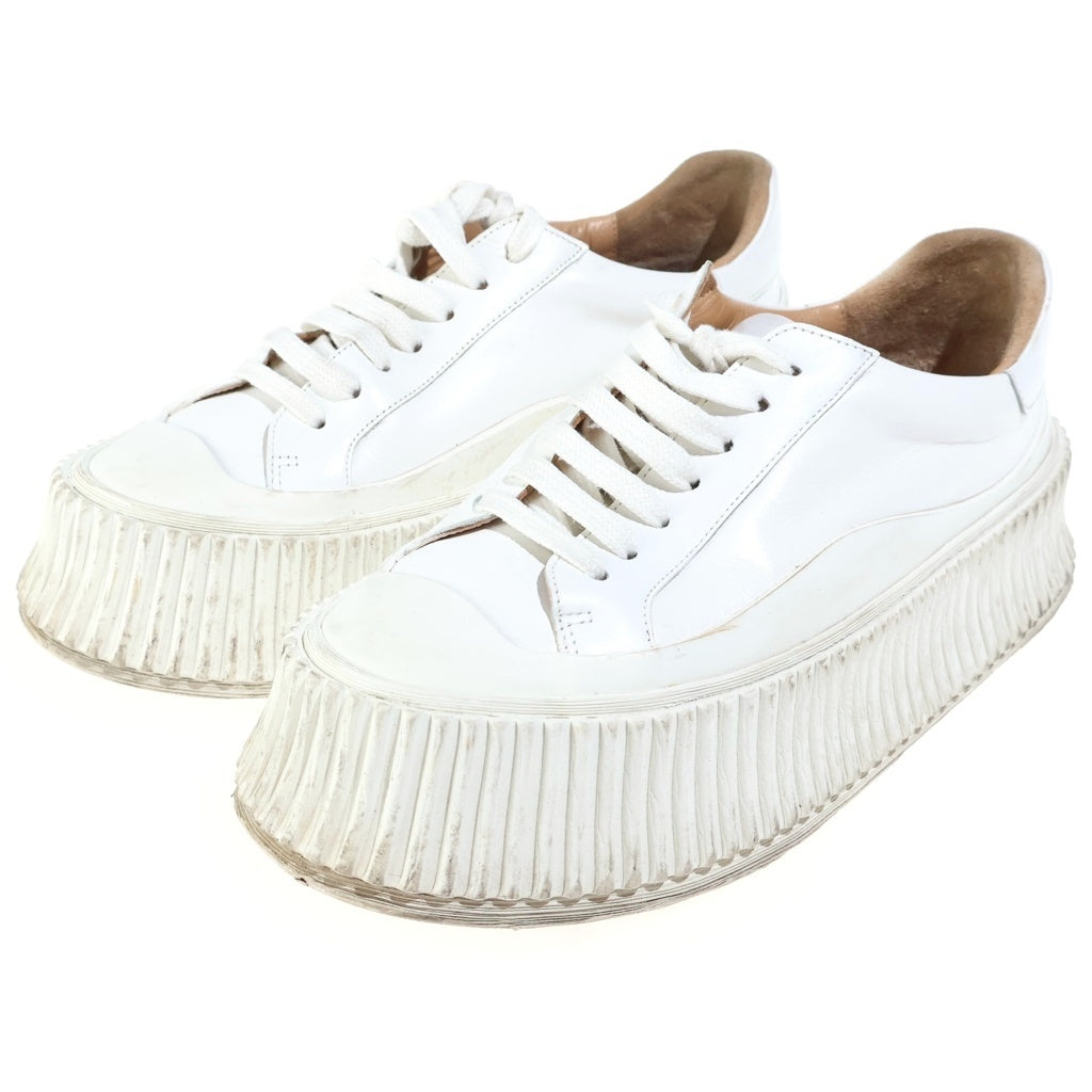 JIL SANDER(ジルサンダー) PLATFORM LEATHER SHOES プラットフォームレザースニーカー 圧底シューズ ホワイト レディース