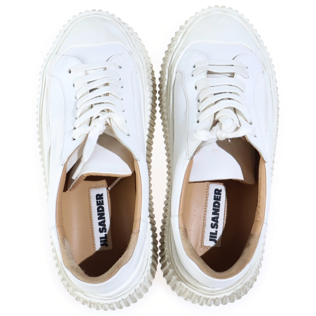 JIL SANDER(ジルサンダー) PLATFORM LEATHER SHOES プラットフォームレザースニーカー 圧底シューズ ホワイト レディース