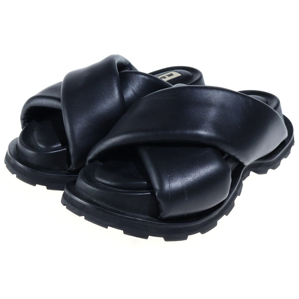 JIL SANDER(ジルサンダー) LEATHER CROSS-STRAP SANDALS レザークロスストラップサンダル 厚底シューズ ブラック レディース