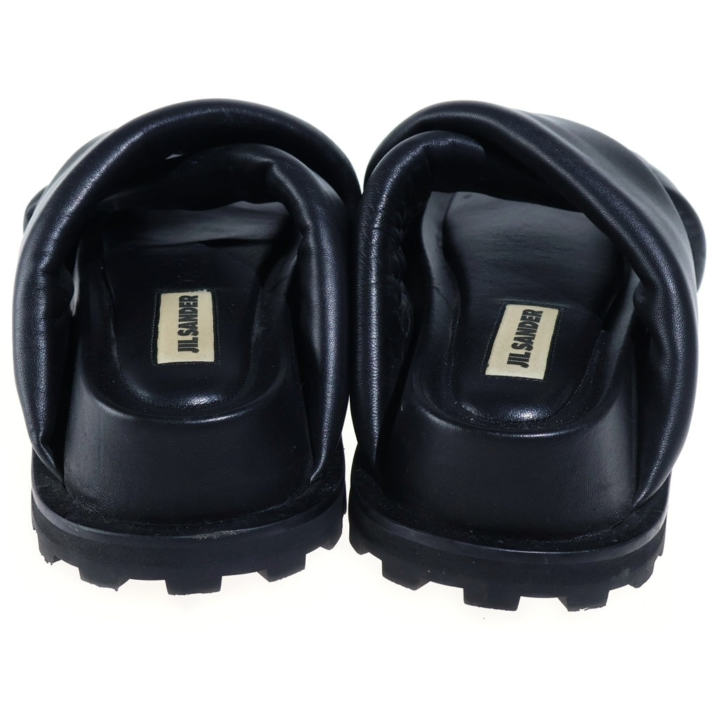 JIL SANDER(ジルサンダー) LEATHER CROSS-STRAP SANDALS レザークロスストラップサンダル 厚底シューズ ブラック レディース