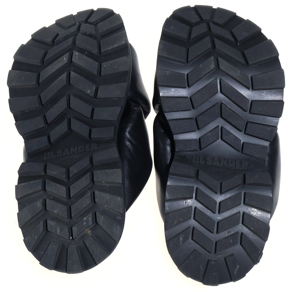 JIL SANDER(ジルサンダー) LEATHER CROSS-STRAP SANDALS レザークロスストラップサンダル 厚底シューズ ブラック レディース