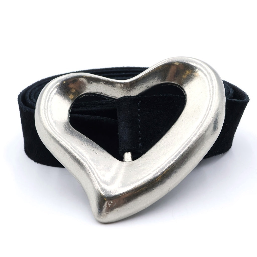NO BRAND(ノーブランド) SEA BIG HEART SUEDE BELT ビッグハートスウェードベルト ブラック レディース