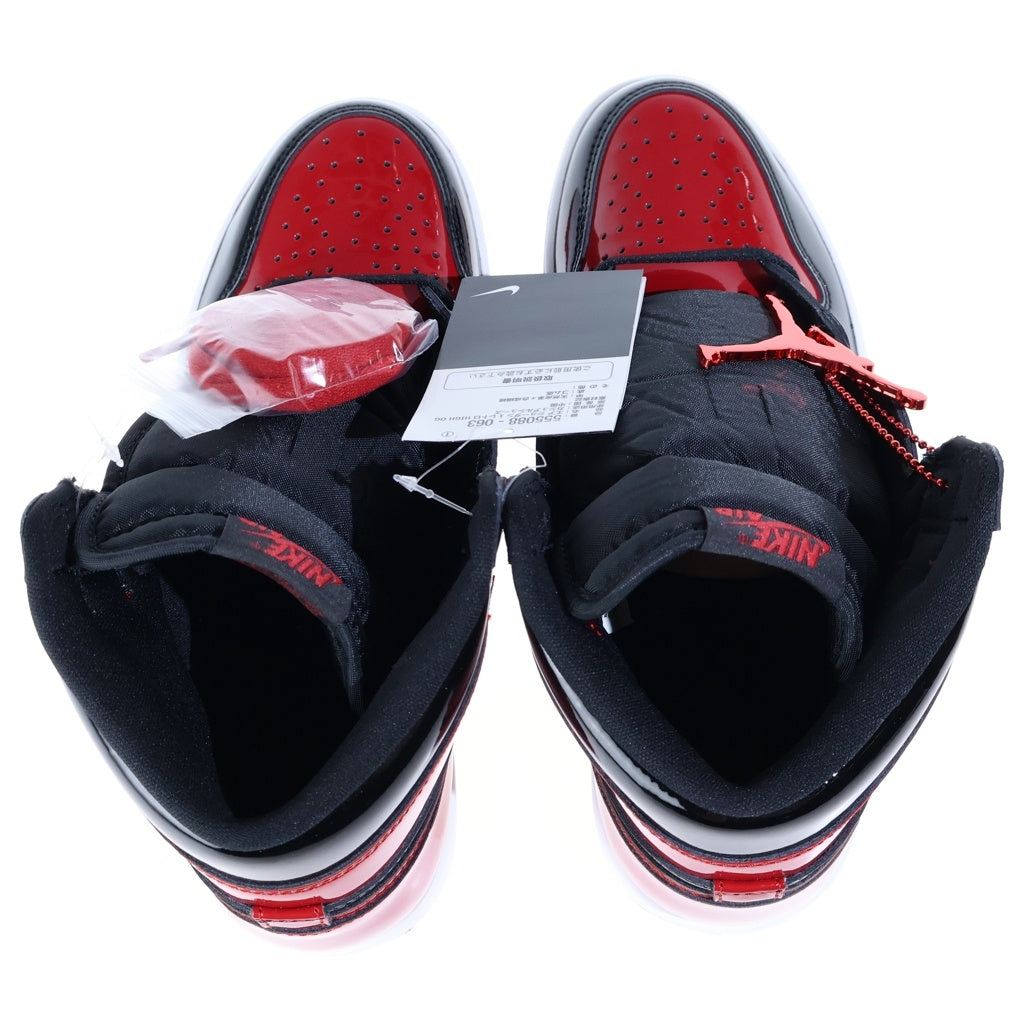 NIKE(ナイキ) AIR JORDAN 1 HIGH PATENT BRED エアジョーダン1 ハイ OG パテントブレッド レッド/ブラック US9/27cm 555088-063