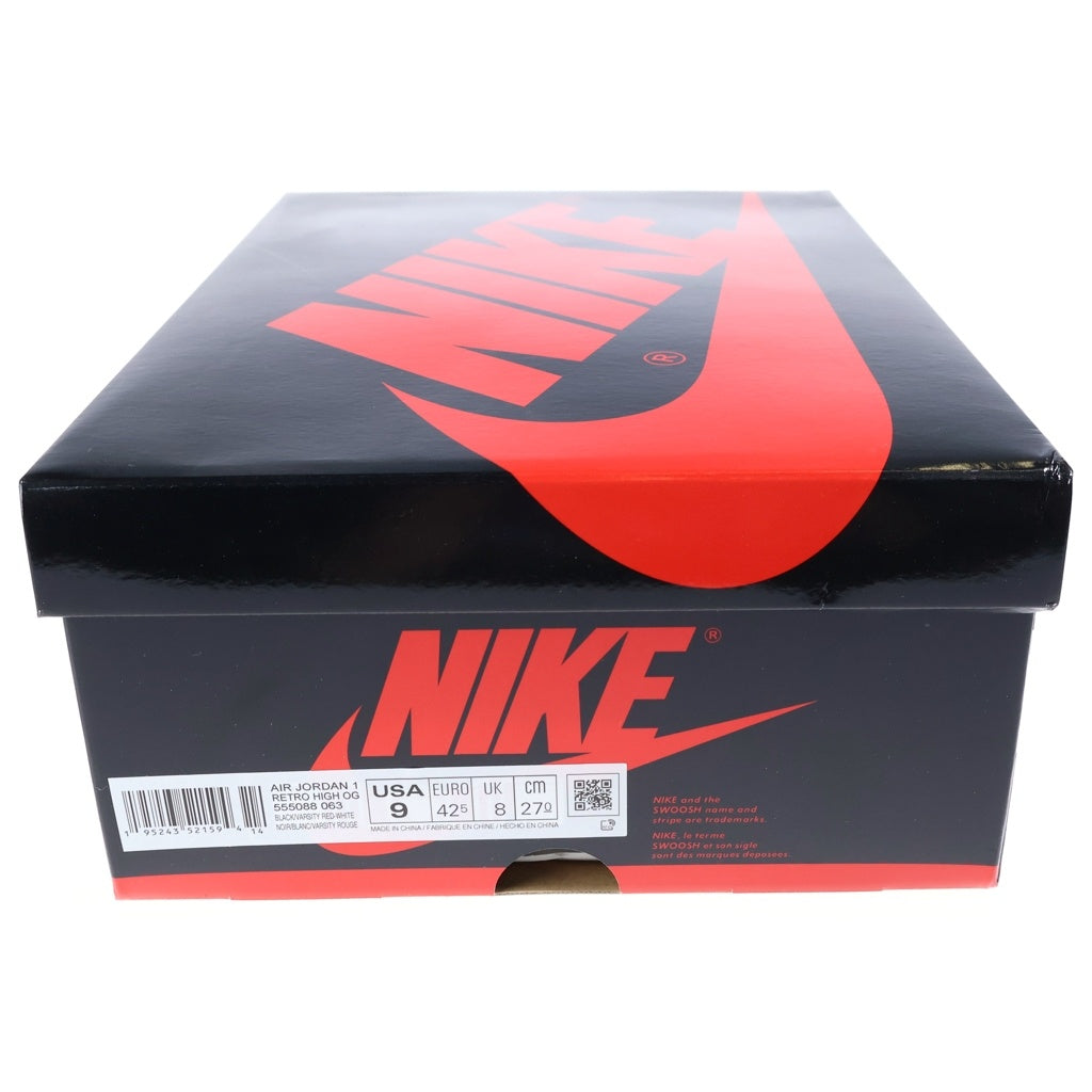 NIKE(ナイキ) AIR JORDAN 1 HIGH PATENT BRED エアジョーダン1 ハイ OG パテントブレッド レッド/ブラック US9/27cm 555088-063