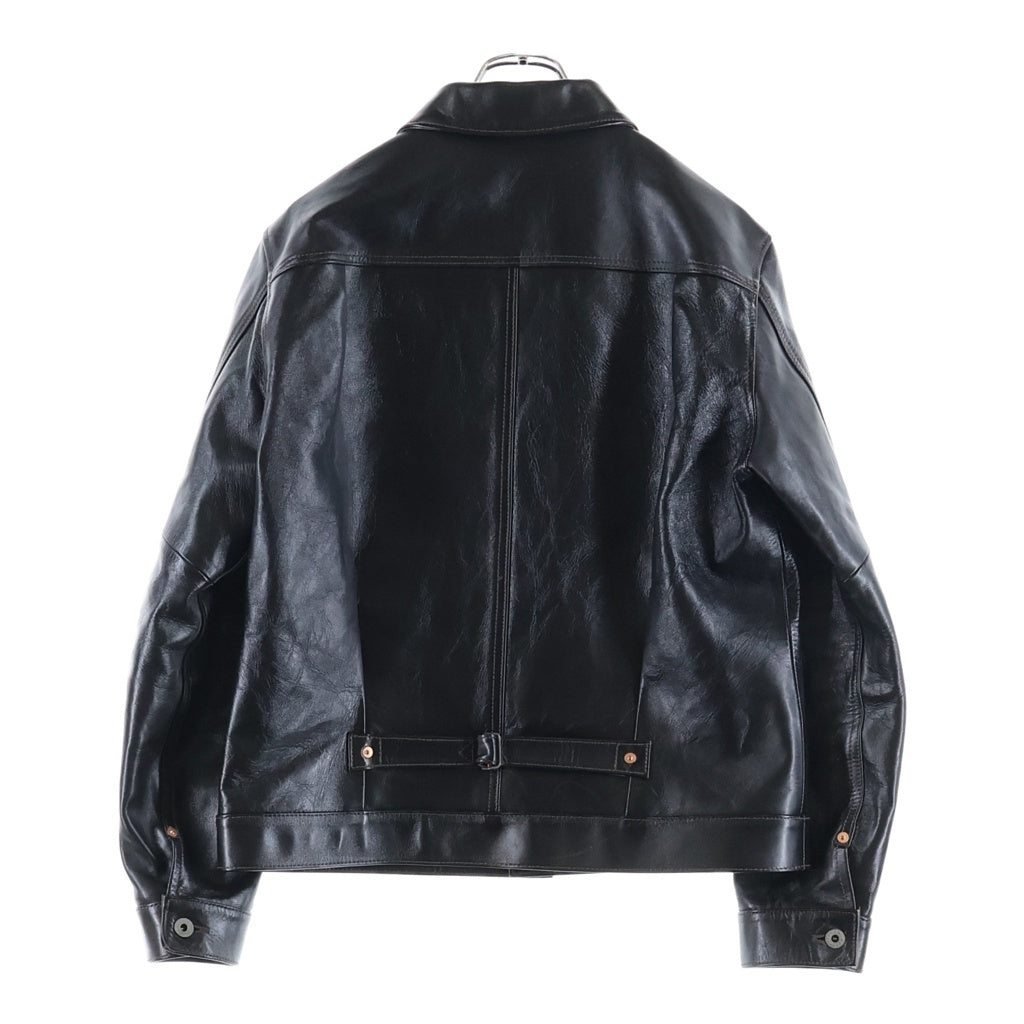 Y'2 LEATHER(ワイツーレザー) ANILINE HORSE WW2 JEAN JACKET 1st型 アニリン ホース レザー タックフロント ジャケット ブラック LB-140-T