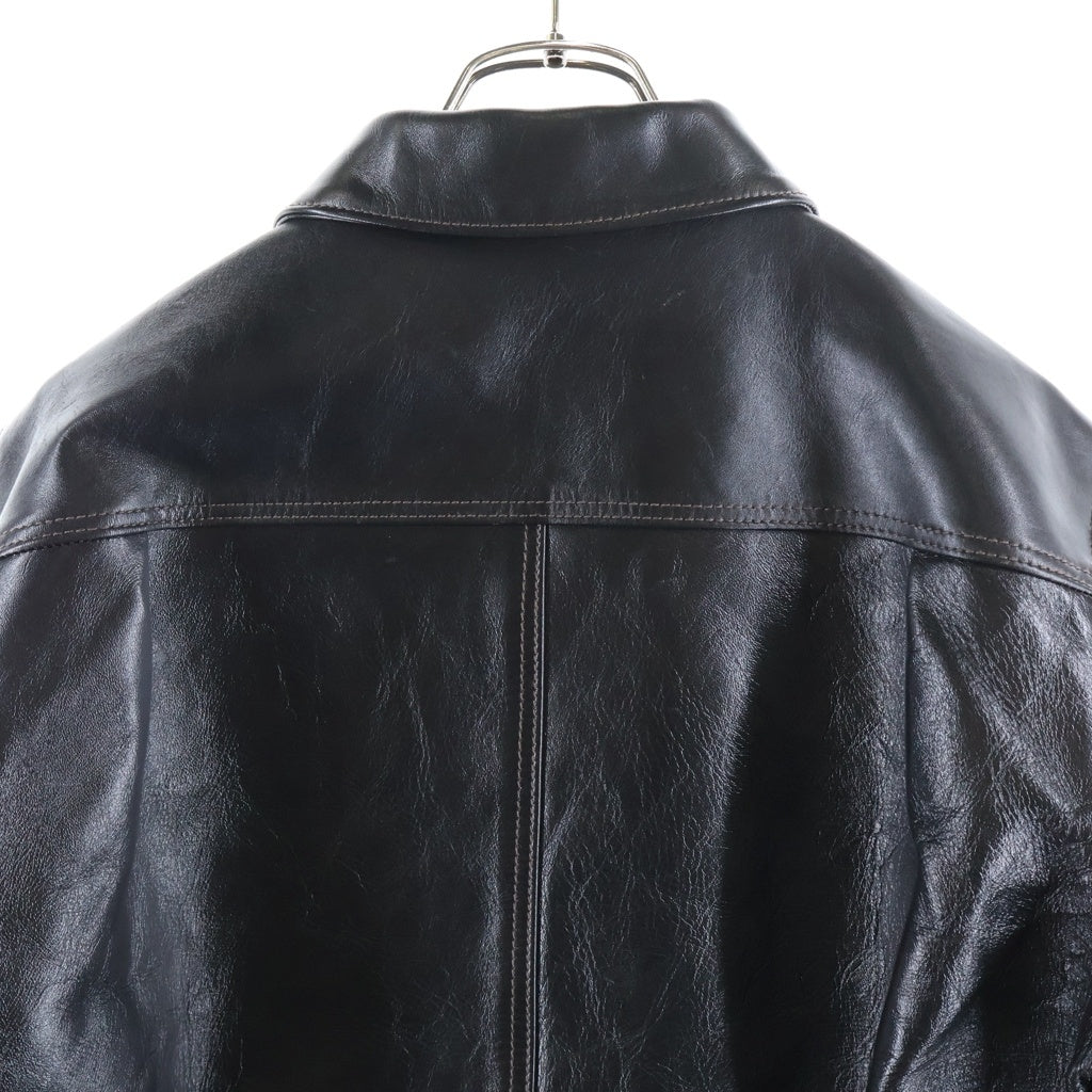 Y'2 LEATHER(ワイツーレザー) ANILINE HORSE WW2 JEAN JACKET 1st型 アニリン ホース レザー タックフロント ジャケット ブラック LB-140-T
