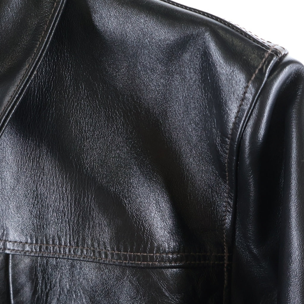 Y'2 LEATHER(ワイツーレザー) ANILINE HORSE WW2 JEAN JACKET 1st型 アニリン ホース レザー タックフロント ジャケット ブラック LB-140-T