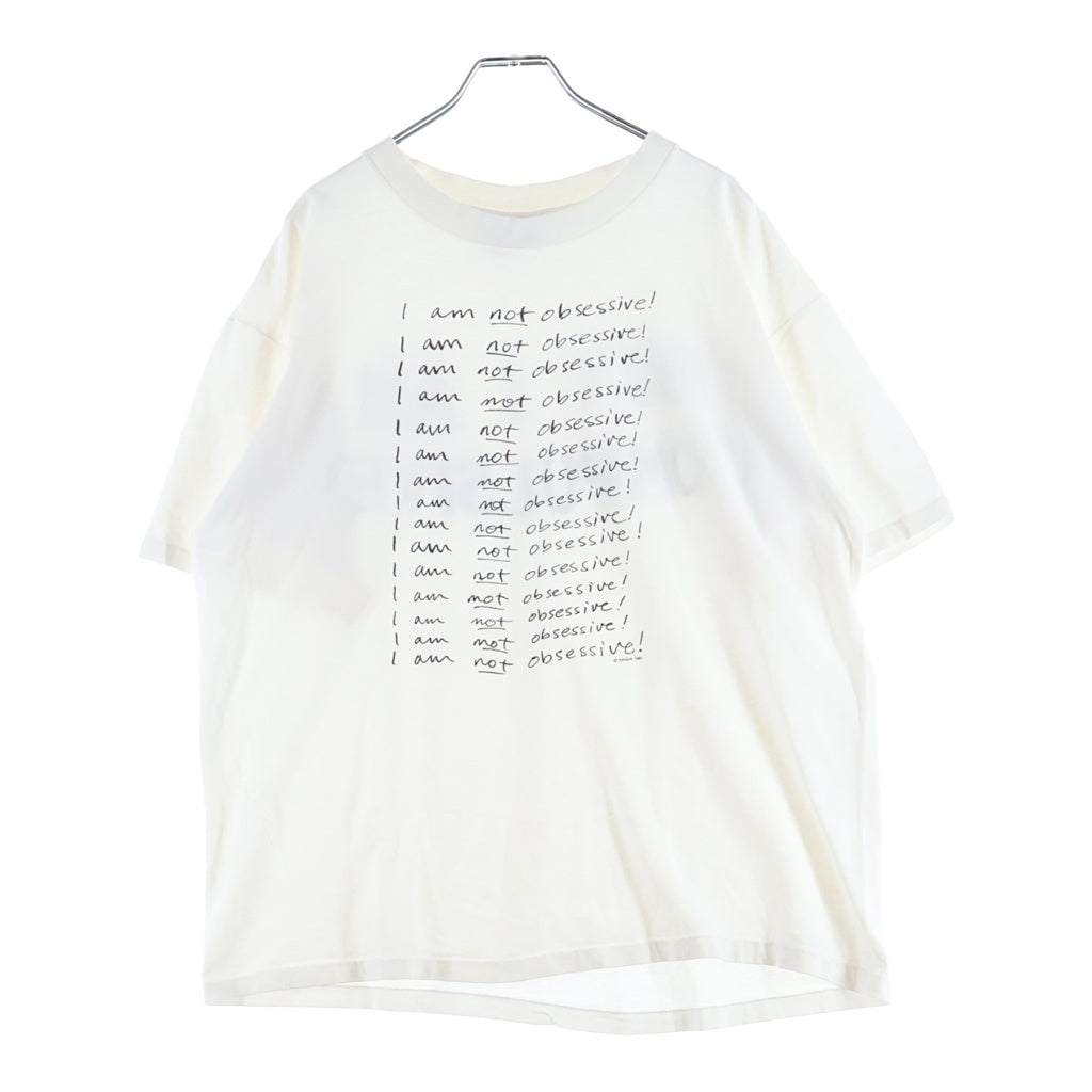 VINTAGE(ヴィンテージ) 90S YOUR HEAD GOES HERE I AM NOT OBSESSIVE 両面プリントクルーネック半袖Tシャツ ホワイト