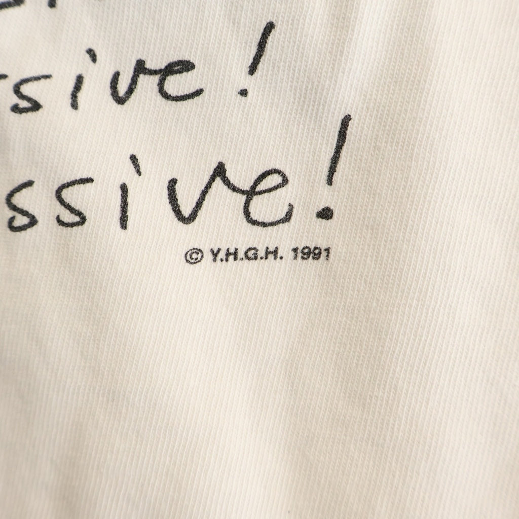 VINTAGE(ヴィンテージ) 90S YOUR HEAD GOES HERE I AM NOT OBSESSIVE 両面プリントクルーネック半袖Tシャツ ホワイト