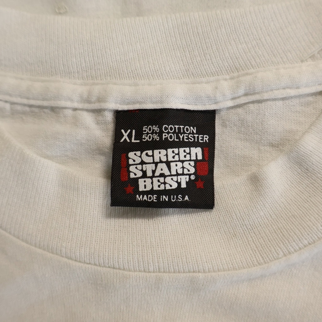 VINTAGE(ヴィンテージ) 90S BO DIDDLEY THINK YOU KNOW FRONT PRINT TEE USA製 グリーンサングラス フロントプリント 半袖Tシャツ カットソー ホワイト