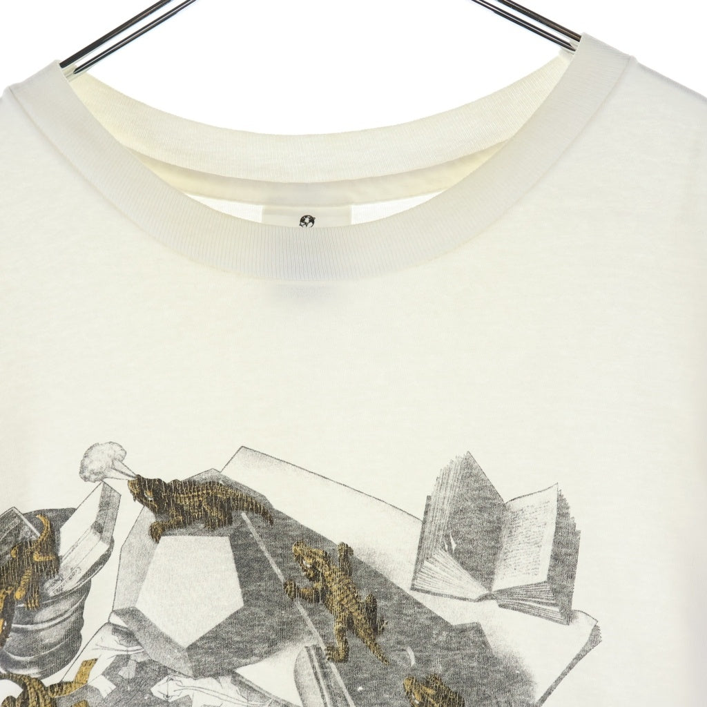 VINTAGE(ヴィンテージ) 90S M.C. ESCHER REPTILES FRONT PRINT TEE USA製 爬虫類 だまし絵 フロントプリント 半袖Tシャツ カットソー ホワイト