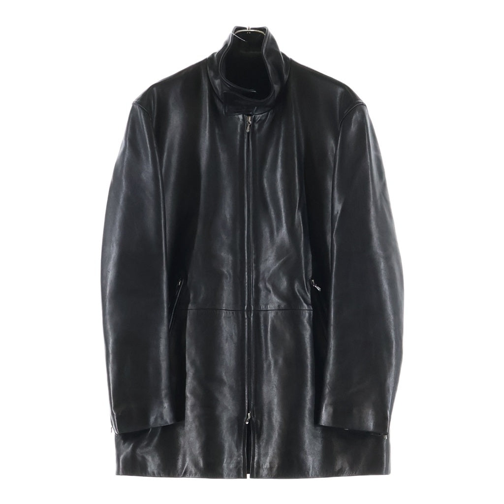 agnes b. homme(アニエスベーオム) 00S LEATHER COAT RIRI ZIP フランス製 羊革 ダブルジップ レザー コート ジャケット ブラック 01018808 03-5412-1700