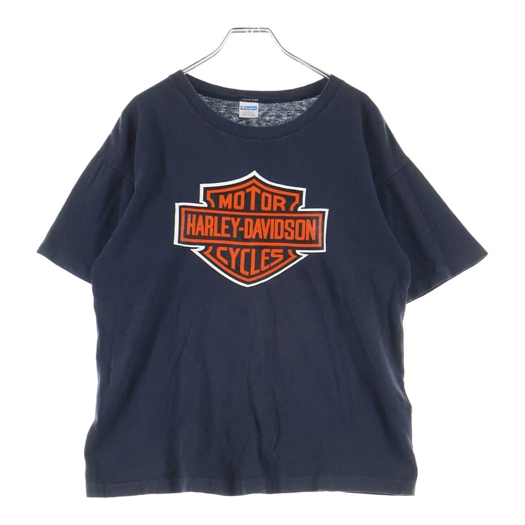 CHAMPION(チャンピオン) 80S HARLEY-DAVIDSON (ハーレーダビッドソン) USA製 フロントプリント クルーネック半袖Tシャツ ブラック