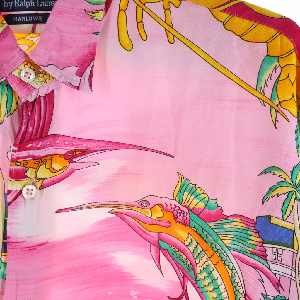 POLO RALPH LAUREN(ポロラルフローレン) MARLOWE LOBSTER PATTERN L/S HAWAIIAN SHIRT イタリア製 マーロウ ロブスター 花 総柄 ハワイアン シャツ マルチカラー
