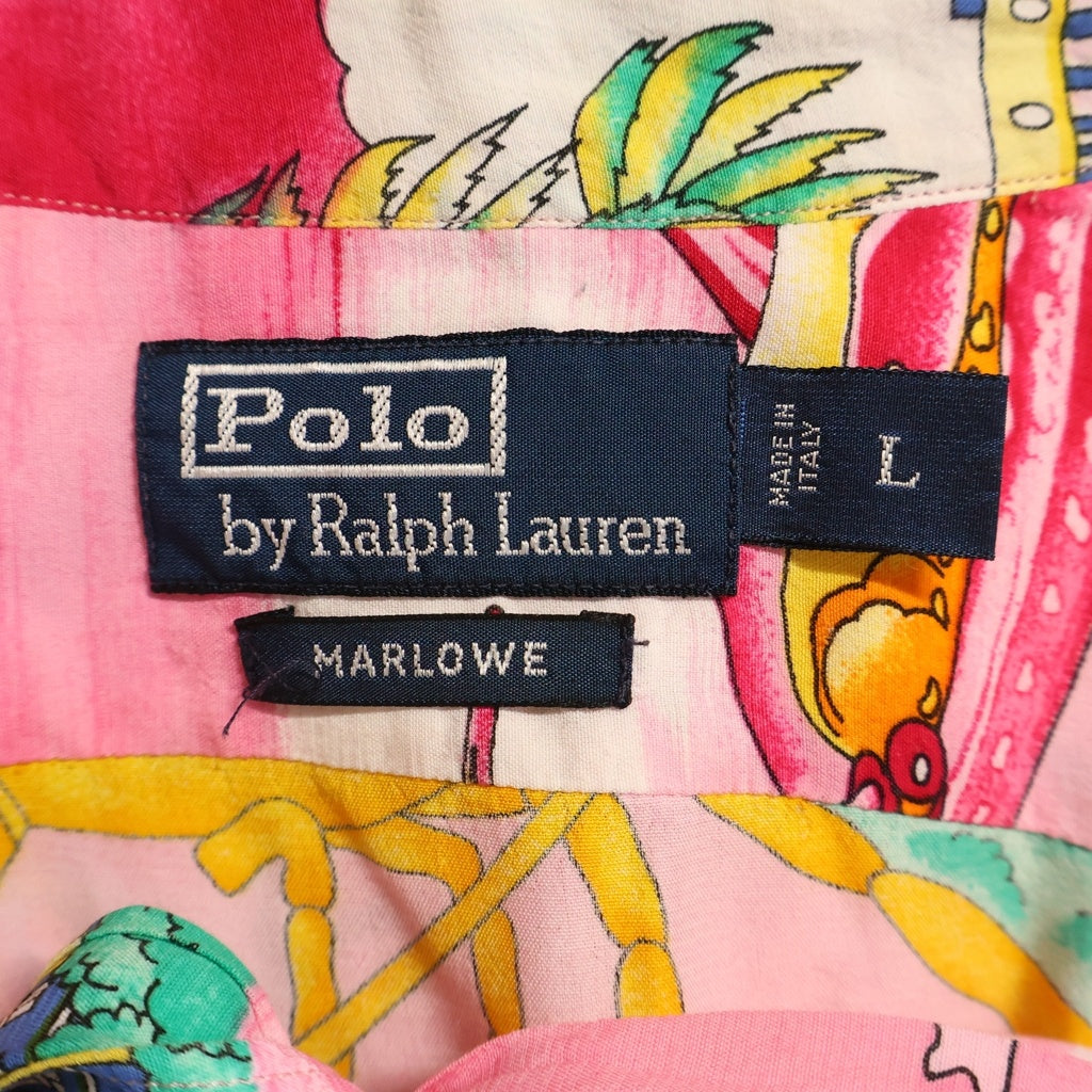 POLO RALPH LAUREN(ポロラルフローレン) MARLOWE LOBSTER PATTERN L/S HAWAIIAN SHIRT イタリア製 マーロウ ロブスター 花 総柄 ハワイアン シャツ マルチカラー