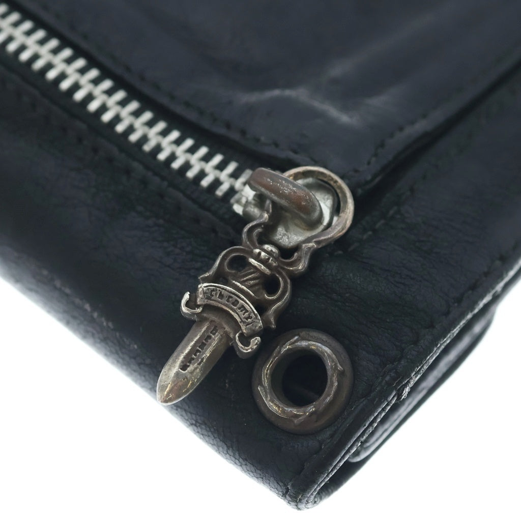 CHROME HEARTS(クロムハーツ) WAVE ウェーブ レザー ウォレット 財布 ブラック BCA375