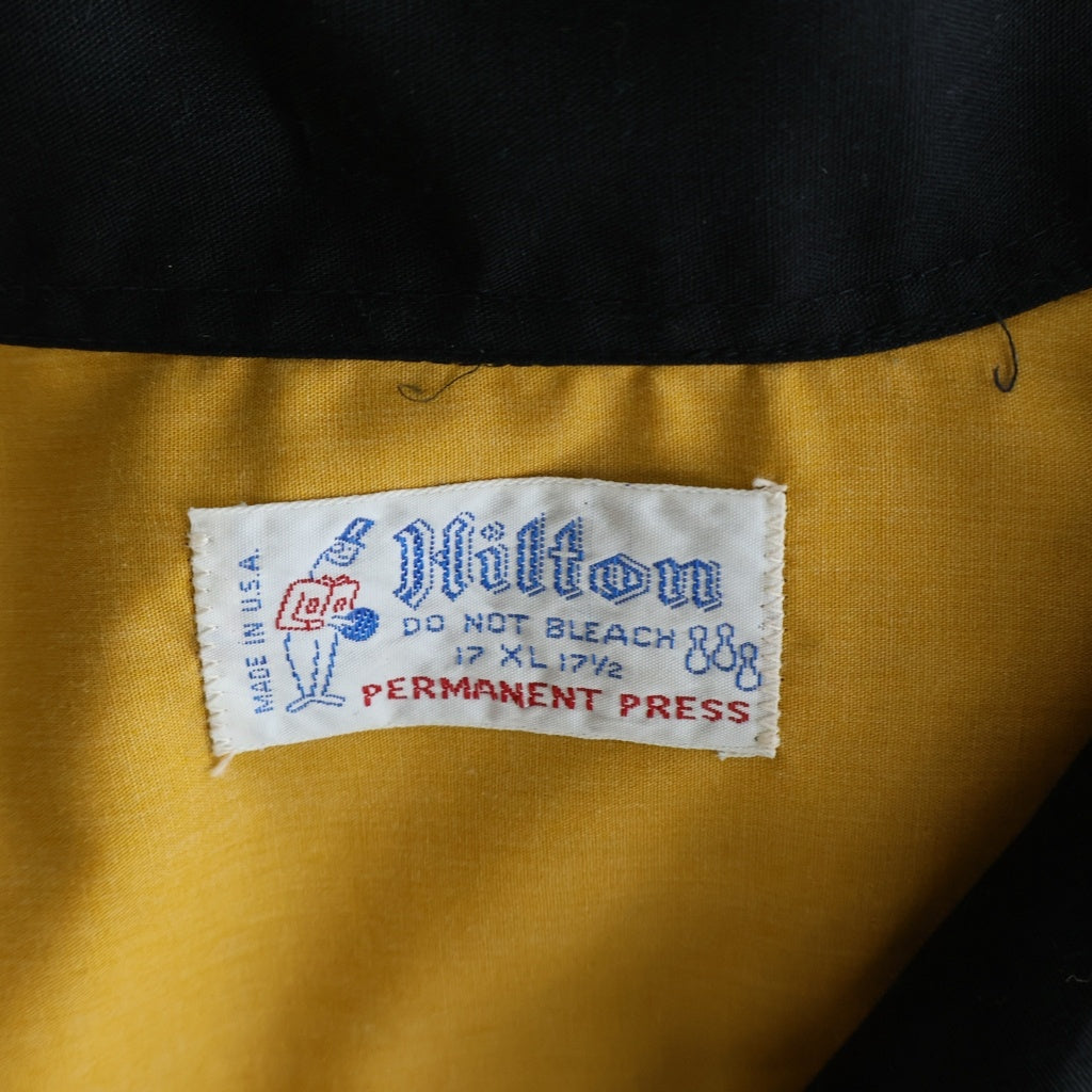 VINTAGE(ヴィンテージ) 60S HILTON (ヒルトン) BOWLING SHIRT USA製 刺しゅう ボーリングシャツ イエロー/ブラック