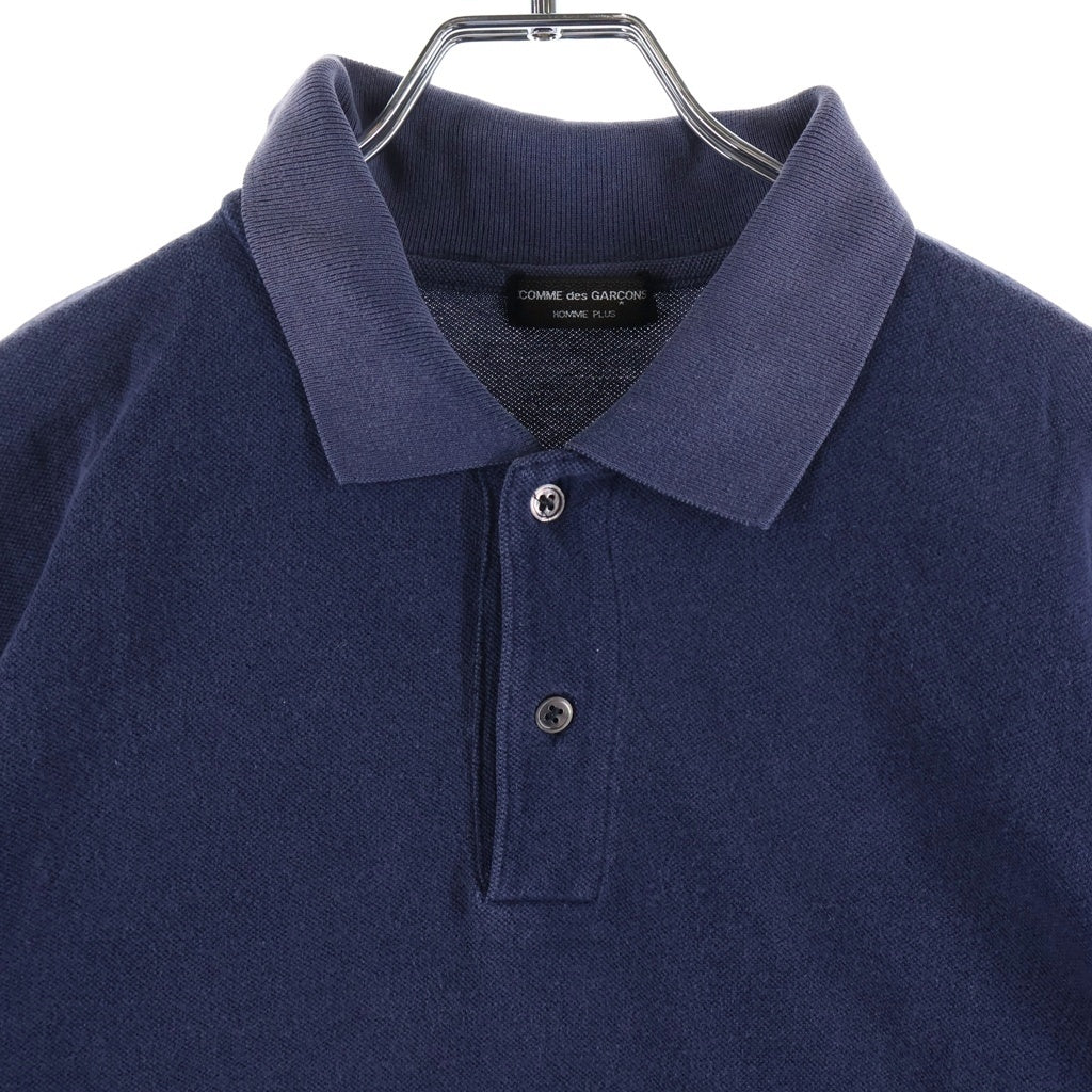 COMME des GARCONS HOMME PLUS(コムデギャルソンオムプリュス) 00S S/S POLO SHIRT コットン ソリッド 半袖ポロシャツ ネイビー PE-T027