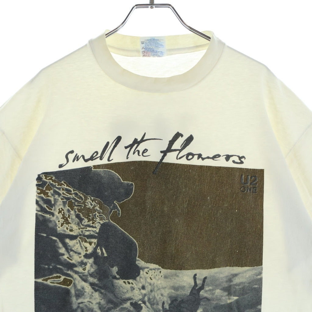 VINTAGE(ヴィンテージ) 90S U2 ONE SMALL THE FLOWERS WHILE YOU CAN バンドTシャツ クルーネック半袖カットソー ホワイト