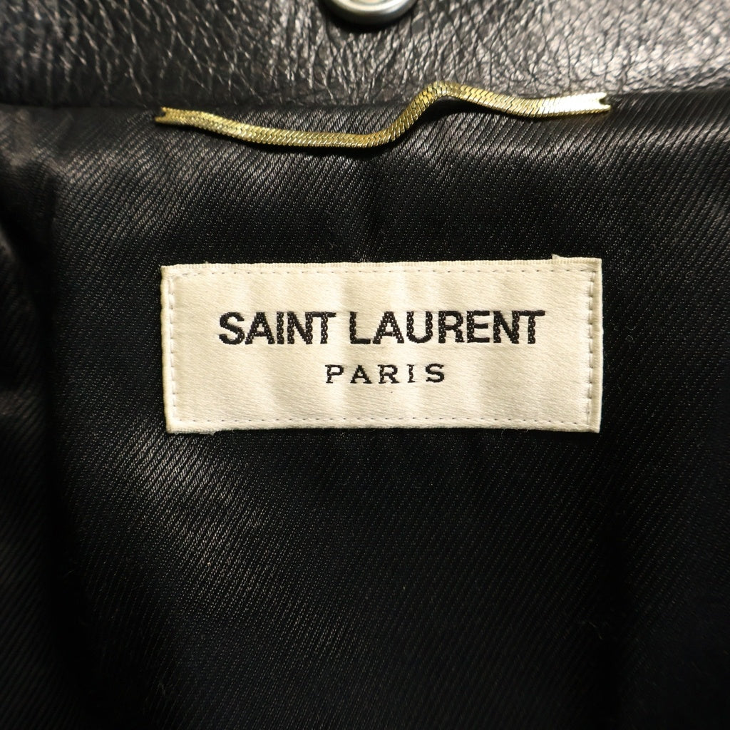 SAINT LAURENT PARIS(サンローランパリ) L01 SMOKING LIPS MOTORCYCLE JACKET スモーキングリップ ダメージ加工 ライダースジャケット レザー ブラック 483159