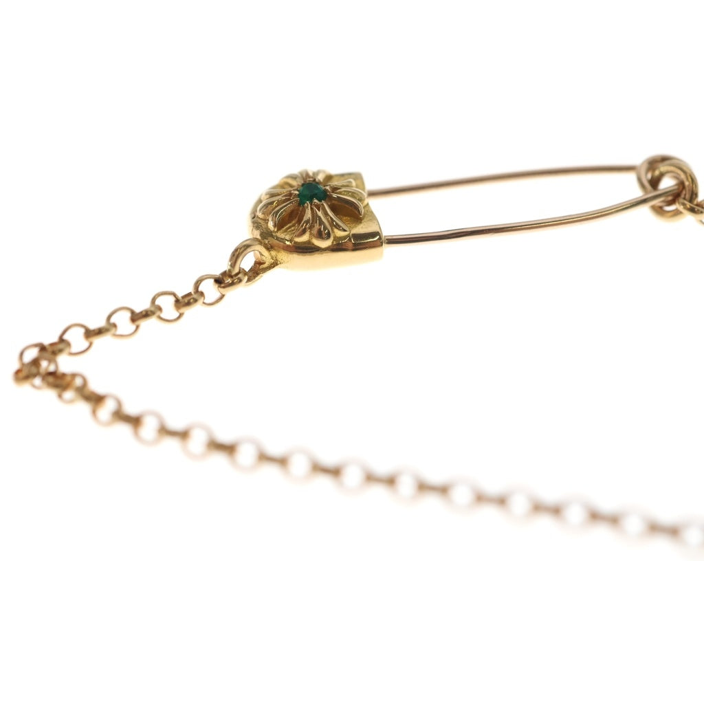 CHROME HEARTS(クロムハーツ) 22K SAFETY PIN NECKLACE R16 1EMRLD セーフティピンネックレス 1エメラルド ネックレス ゴールド