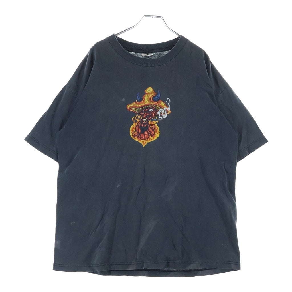 VINTAGE(ヴィンテージ) 90S RED DEVILFRAME TEE レッドデビル フレイム フロントプリント 半袖Tシャツ カットソー ブラック
