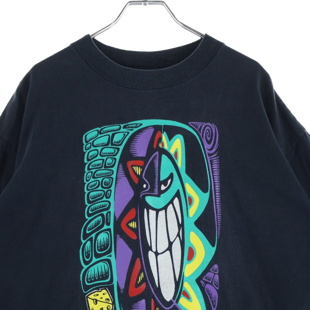 VINTAGE(ヴィンテージ) 90S BIG HUNK O CHEESE Gary Hirsch ゲイリーヒルシュ 両面プリント 半袖Tシャツ カットソー ブラック
