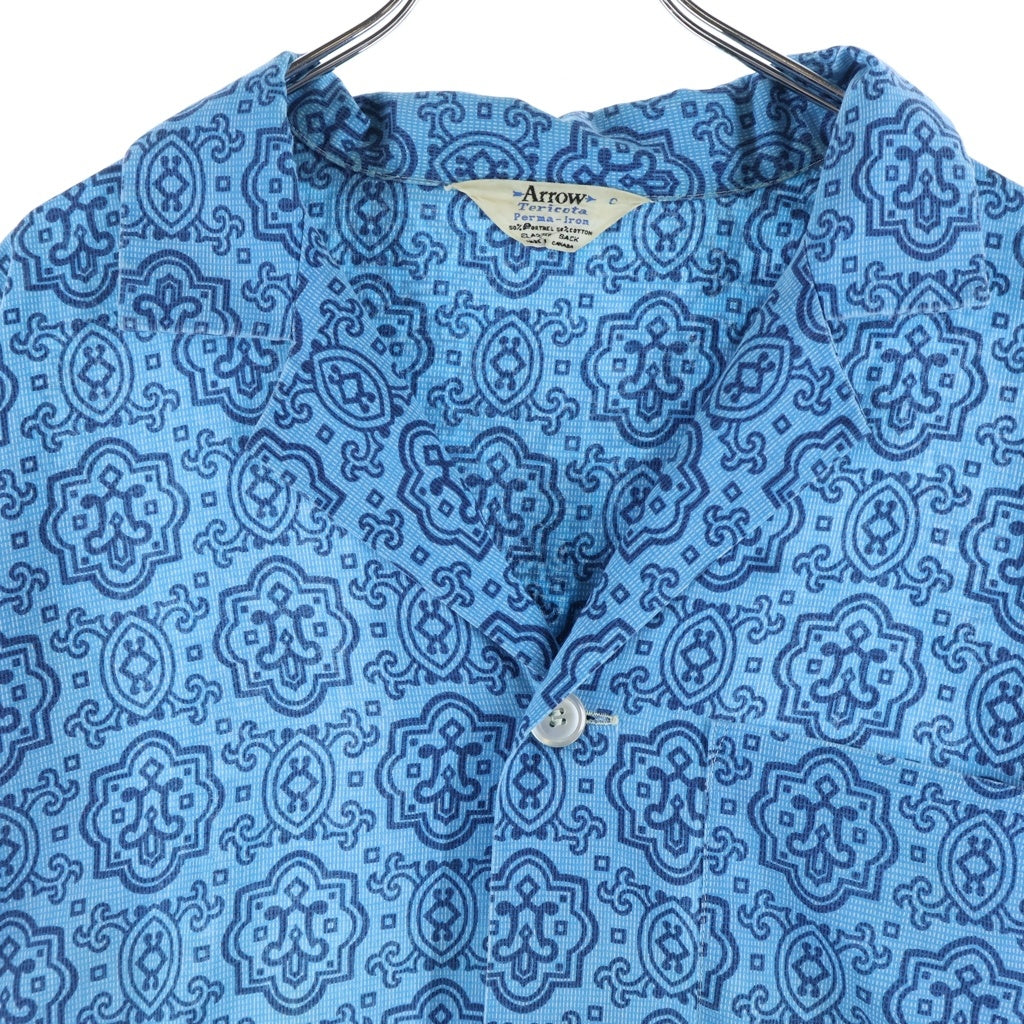 VINTAGE(ヴィンテージ) 60S ARROW OPEN COLOR SHIRT 開襟オープンカラーシャツ 幾何学 ブルー