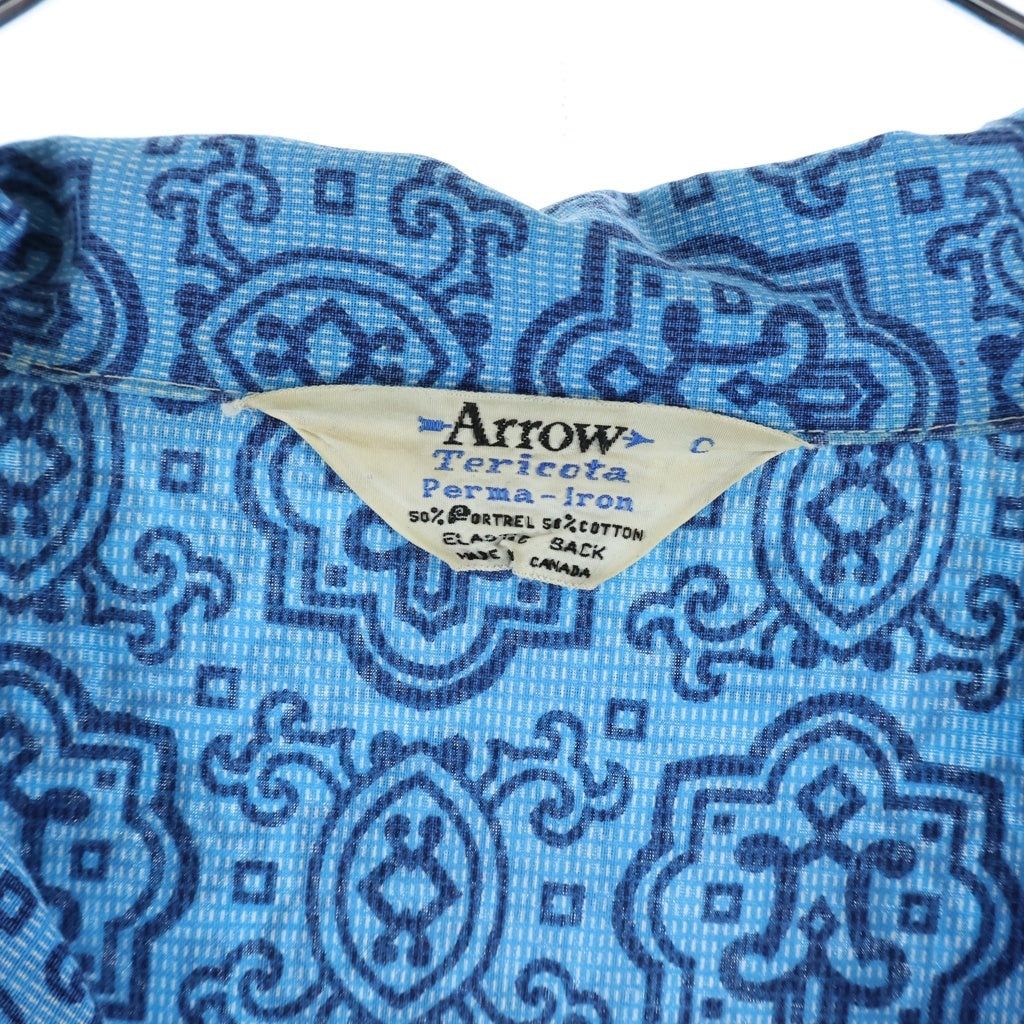 VINTAGE(ヴィンテージ) 60S ARROW OPEN COLOR SHIRT 開襟オープンカラーシャツ 幾何学 ブルー
