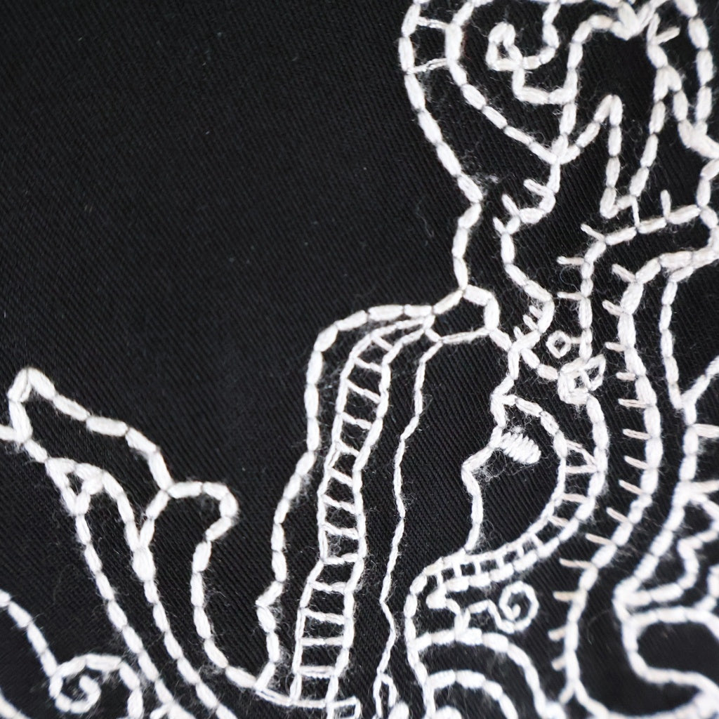STUSSY(ステューシー) EMBROIDERED DRAGON SHIRT フロント刺繍 龍 開襟長袖シャツ ブラック