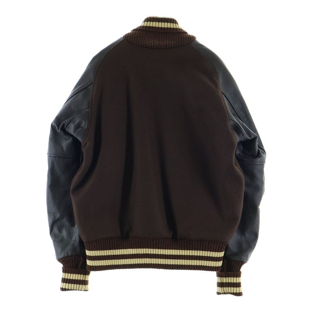 SKOOKUM(スクーカム) × BEAMS+ (ビームスプラス) STUDIUM JACKET 別注 USA製 スタジャン レザー ウール アワードジャケット ブラウン