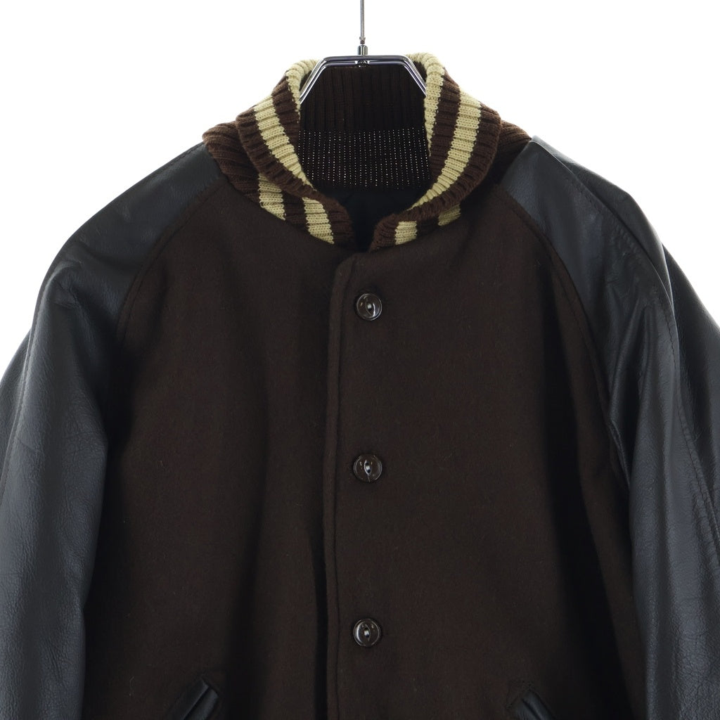 SKOOKUM(スクーカム) × BEAMS+ (ビームスプラス) STUDIUM JACKET 別注 USA製 スタジャン レザー ウール アワードジャケット ブラウン