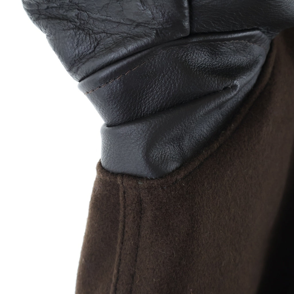 SKOOKUM(スクーカム) × BEAMS+ (ビームスプラス) STUDIUM JACKET 別注 USA製 スタジャン レザー ウール アワードジャケット ブラウン