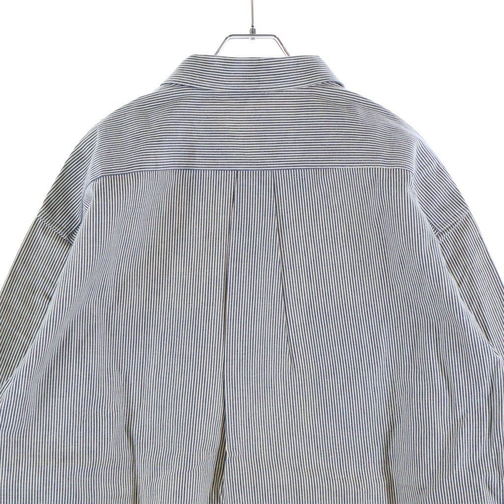 BEN DAVIS(ベンデイビス) DEADSTOCK HALF ZIP WORK SHIRT デッドストック ヒッコリー ストライプ ハーフジップ 長袖シャツ ホワイト/ネイビー