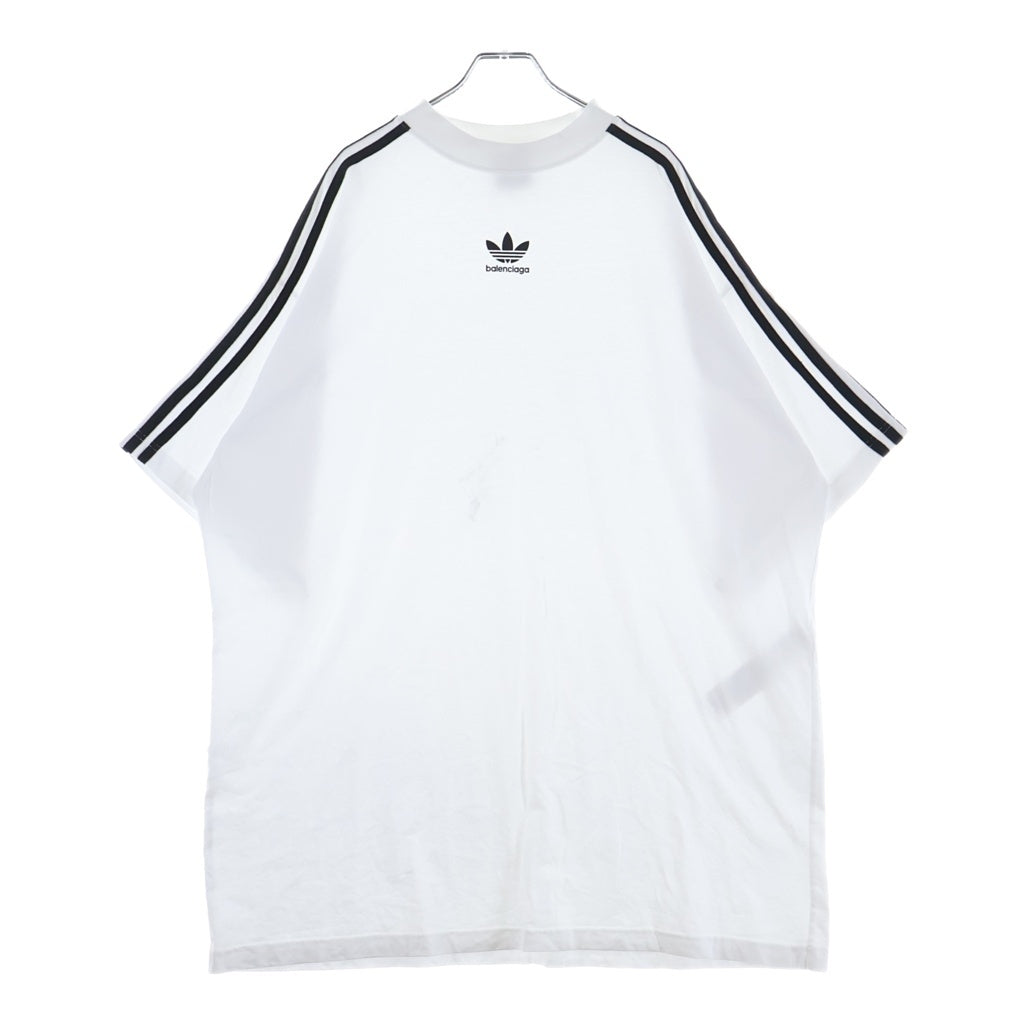 BALENCIAGA(バレンシアガ) × adidas Cotton Crew Neck Tee アディダス トレフォイルロゴ 3ストライプ 半袖Tシャツ カットソー ホワイト 739101