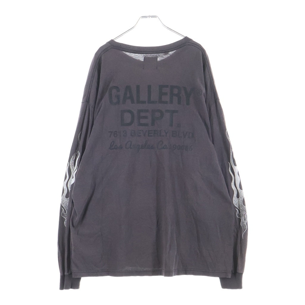 GALLERY DEPT.(ギャラリーデプト) FLAMES LONG SLEEVE TEE フレームロングスリーブ クルーネック長袖Tシャツ グレー