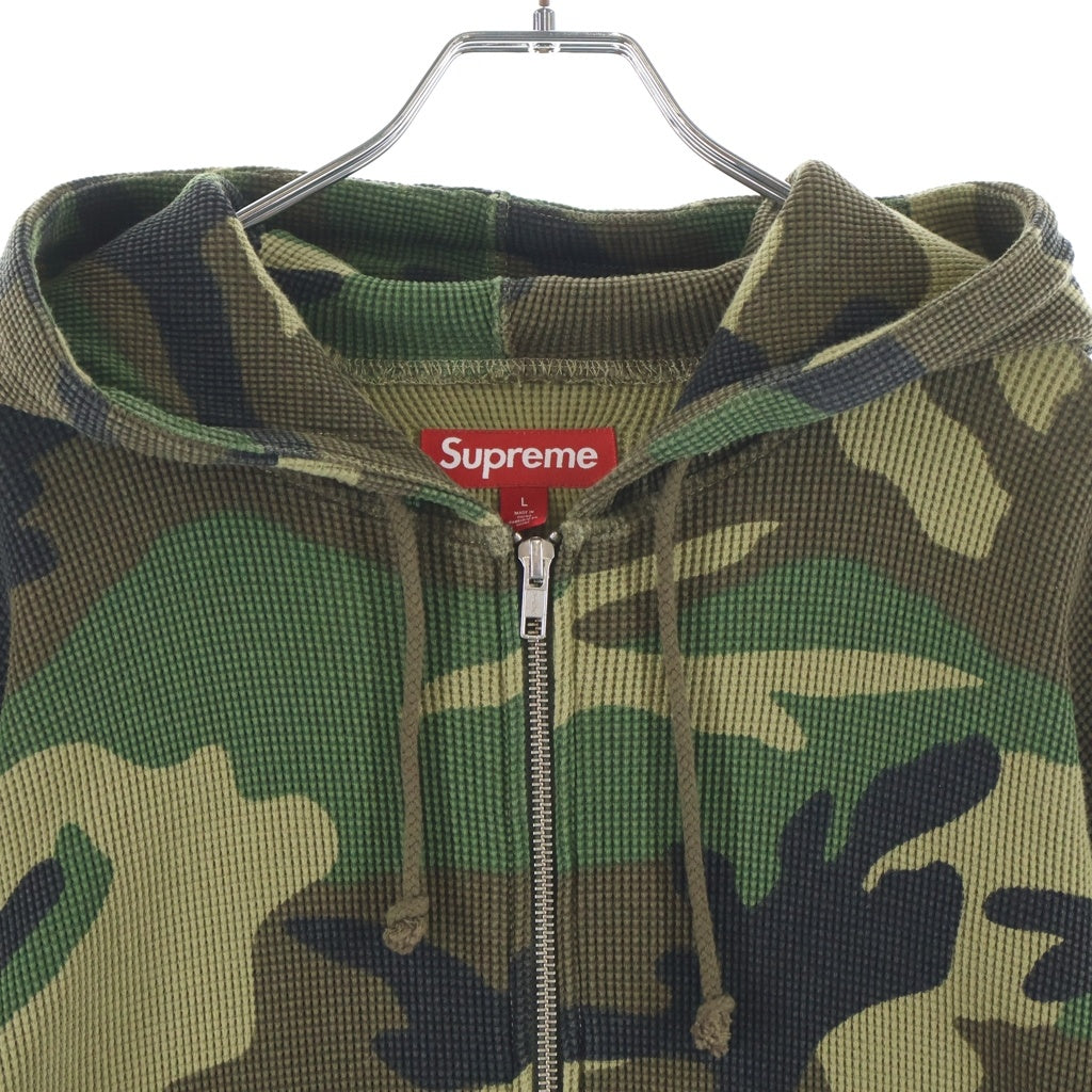 SUPREME(シュプリーム) 24SS Hooded Zip Up Thermal Woodland Camo ウッドランドカモ サーマルジップアップフーディー カーキ