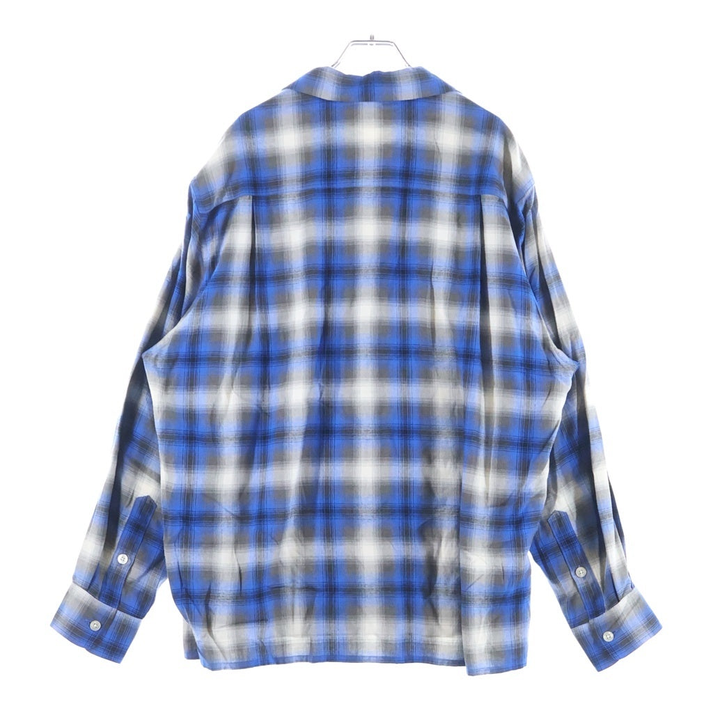 WACKO MARIA(ワコマリア) OMBRE CHECK OPEN COLLAR RAYON SHIRT L/S オンブレ チェック オープンカラー レーヨン 長袖シャツ ブルー/ブラック/ホワイト
