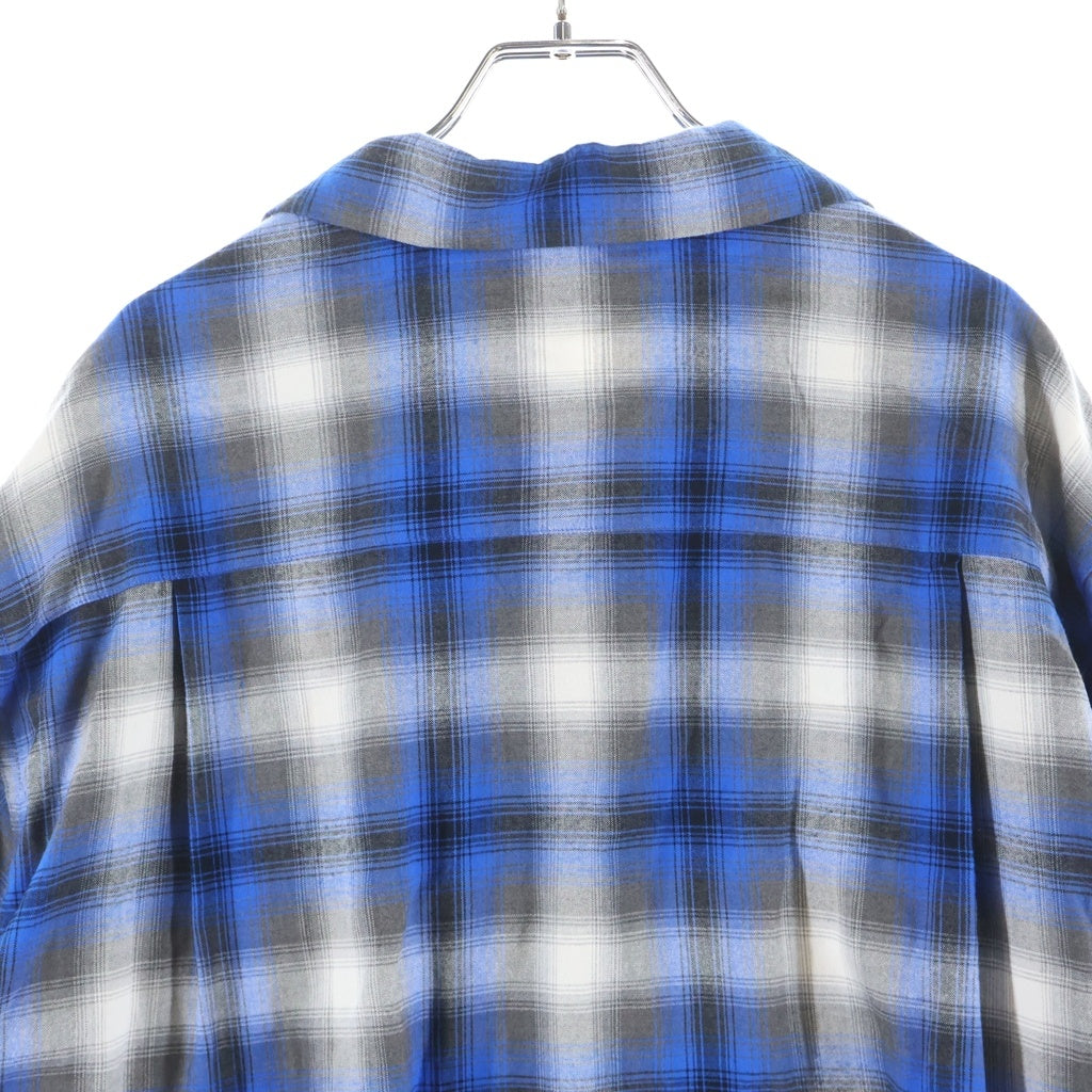 WACKO MARIA(ワコマリア) OMBRE CHECK OPEN COLLAR RAYON SHIRT L/S オンブレ チェック オープンカラー レーヨン 長袖シャツ ブルー/ブラック/ホワイト